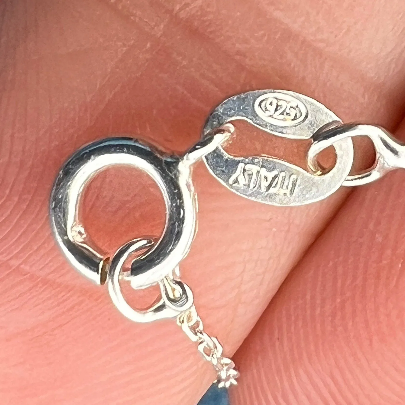 10k Gold Heart in Silver Ocean Wave Circle Pendant. Free Chain "Italy"