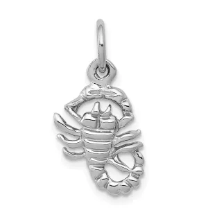 10K White Gold Scorpion Charm with Rhodium Finish Polished Solid Design