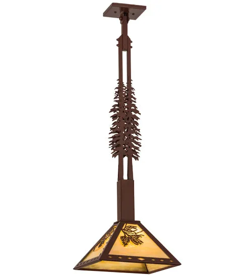 12"Sq Winter Pine Tall Pines Pendant