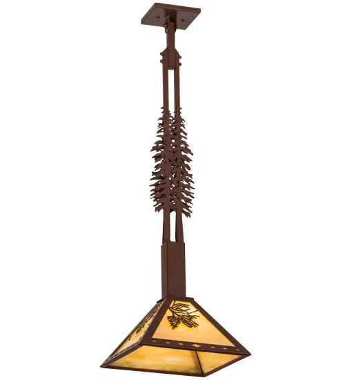 12"Sq Winter Pine Tall Pines Pendant