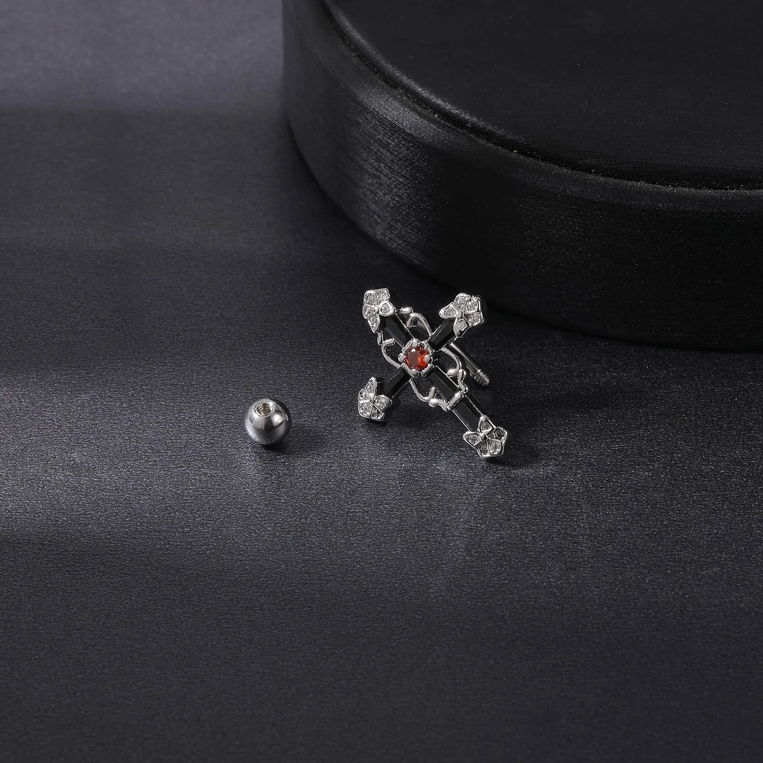 14g Cross Belly Button Rings Alloy Flower Patteren Belly Navel Piercing
