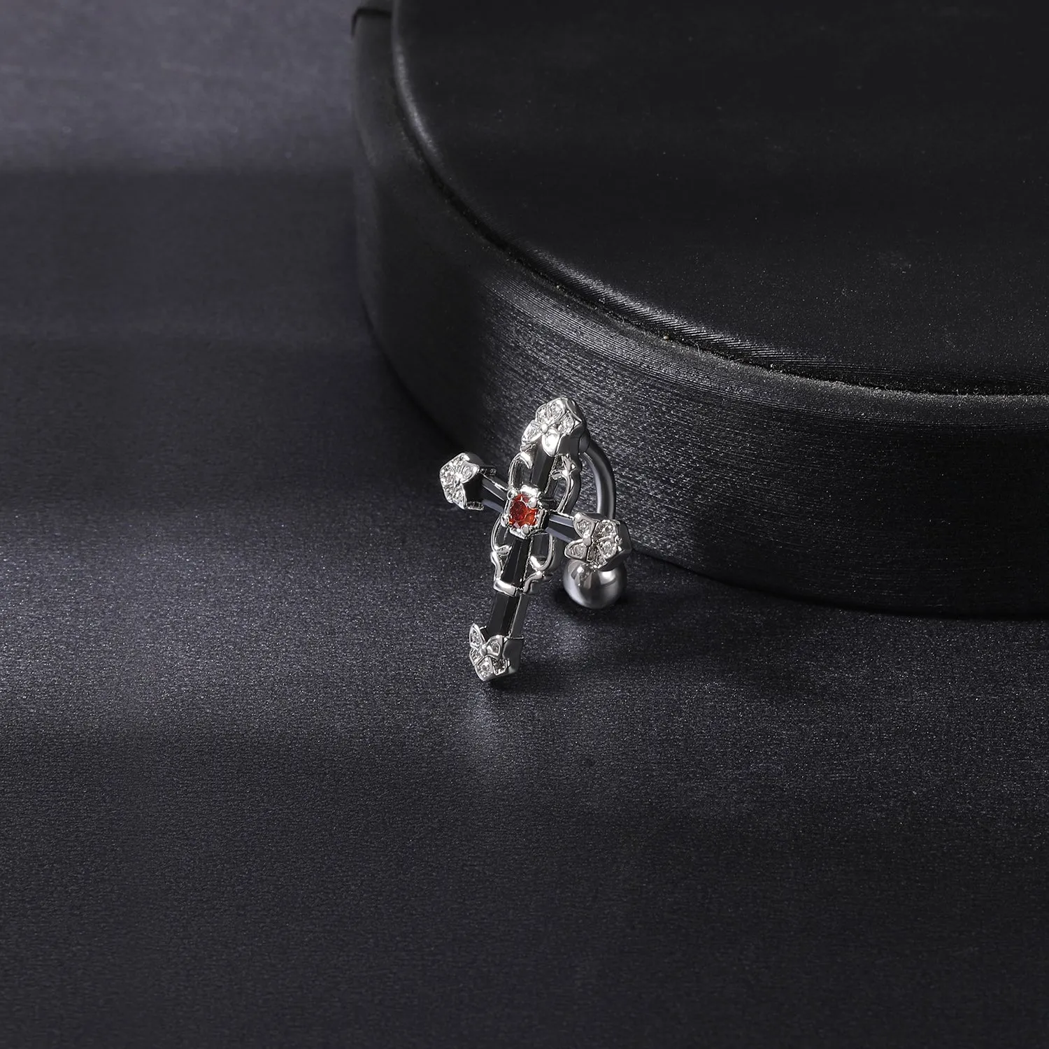 14g Cross Belly Button Rings Alloy Flower Patteren Belly Navel Piercing