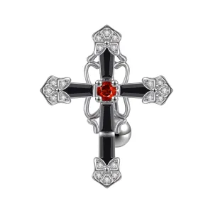 14g Cross Belly Button Rings Alloy Flower Patteren Belly Navel Piercing