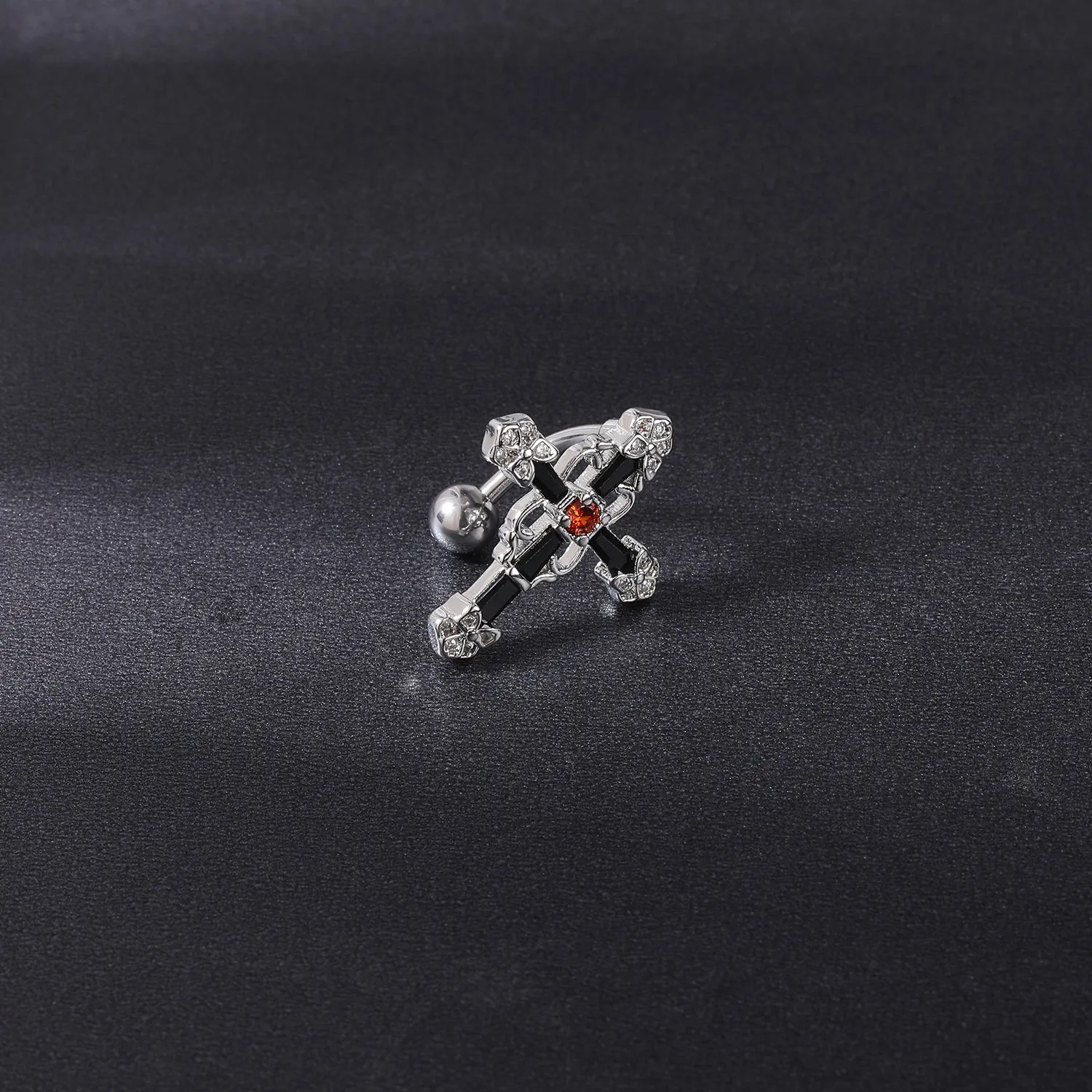 14g Cross Belly Button Rings Alloy Flower Patteren Belly Navel Piercing