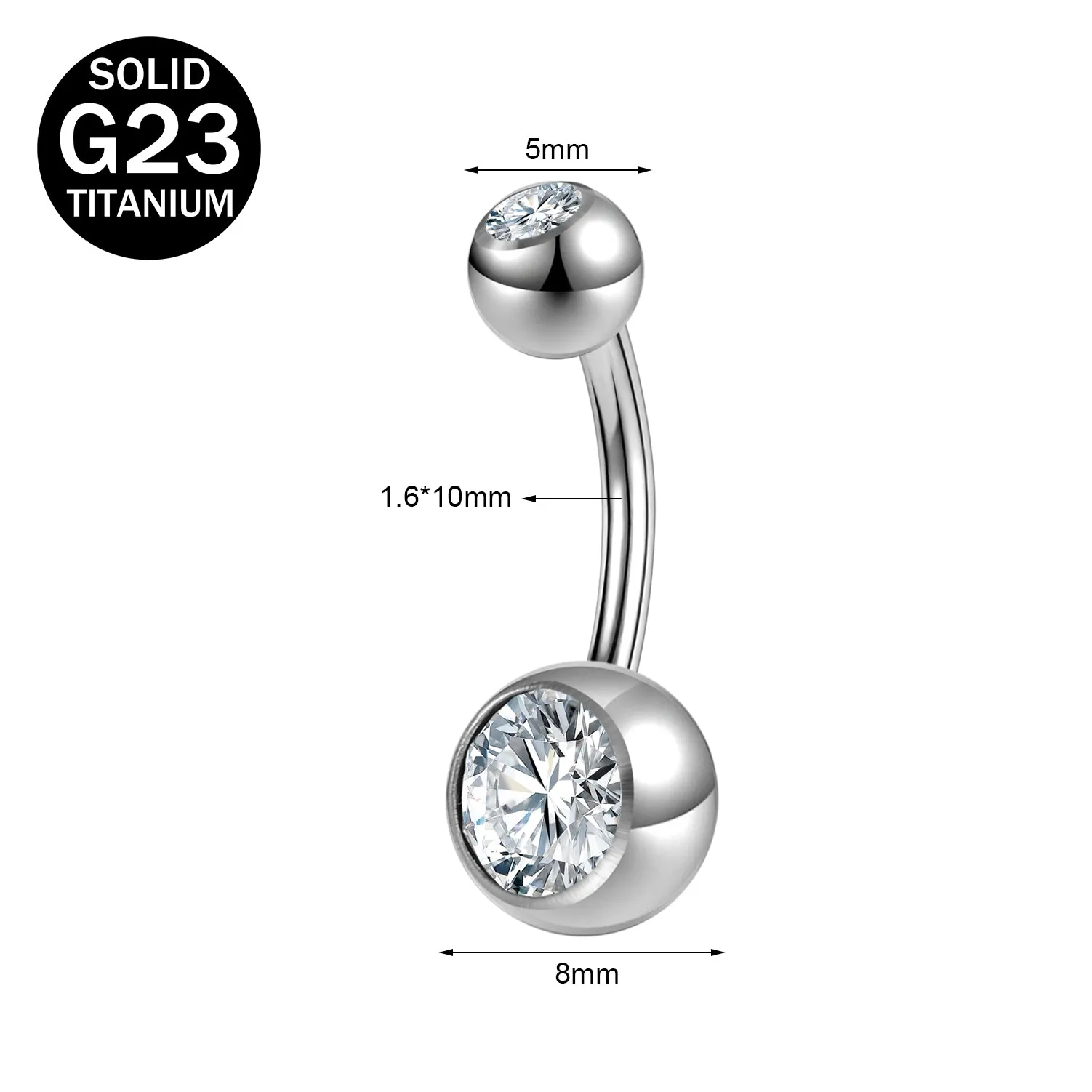 14g G23 Titanium Belly Button Rings Crystal Navel Piercing Jewelry