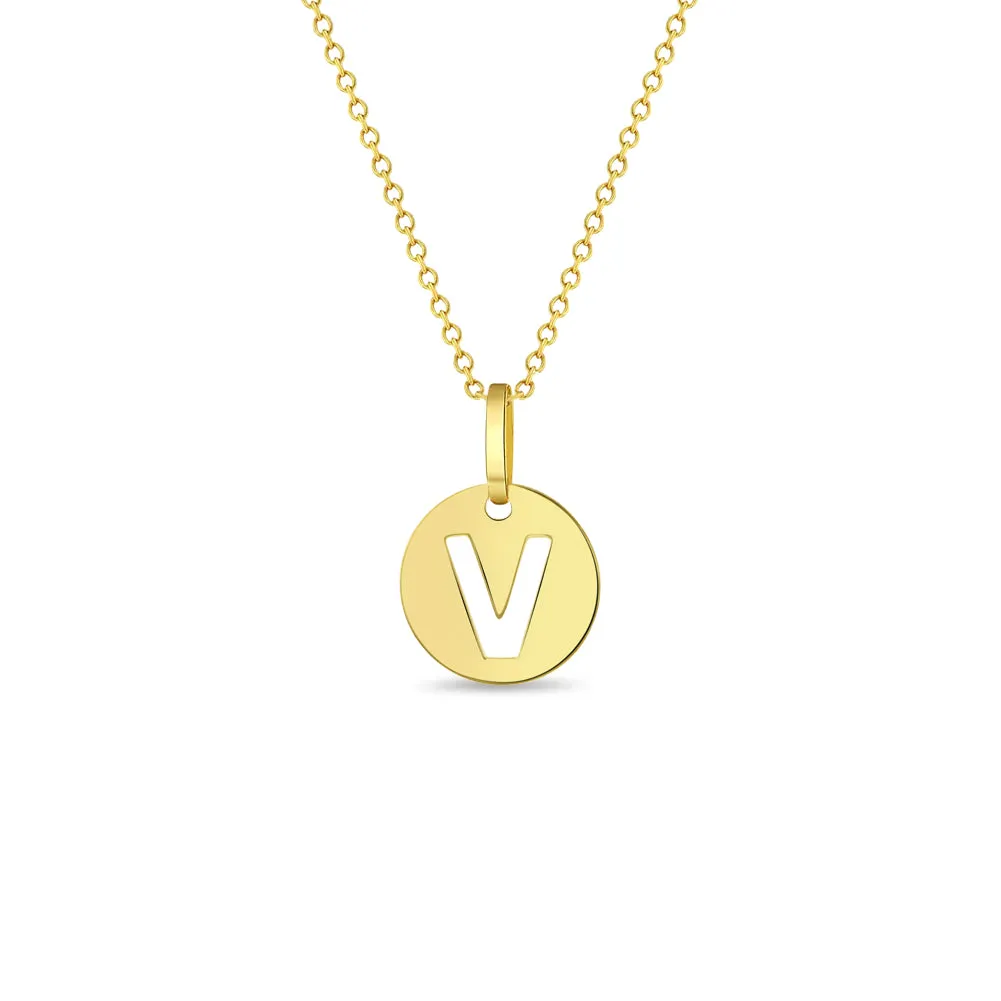 14k Gold Coin Initial Women's Pendant/Necklace