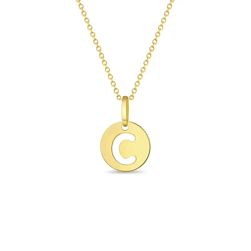 14k Gold Coin Initial Women's Pendant/Necklace