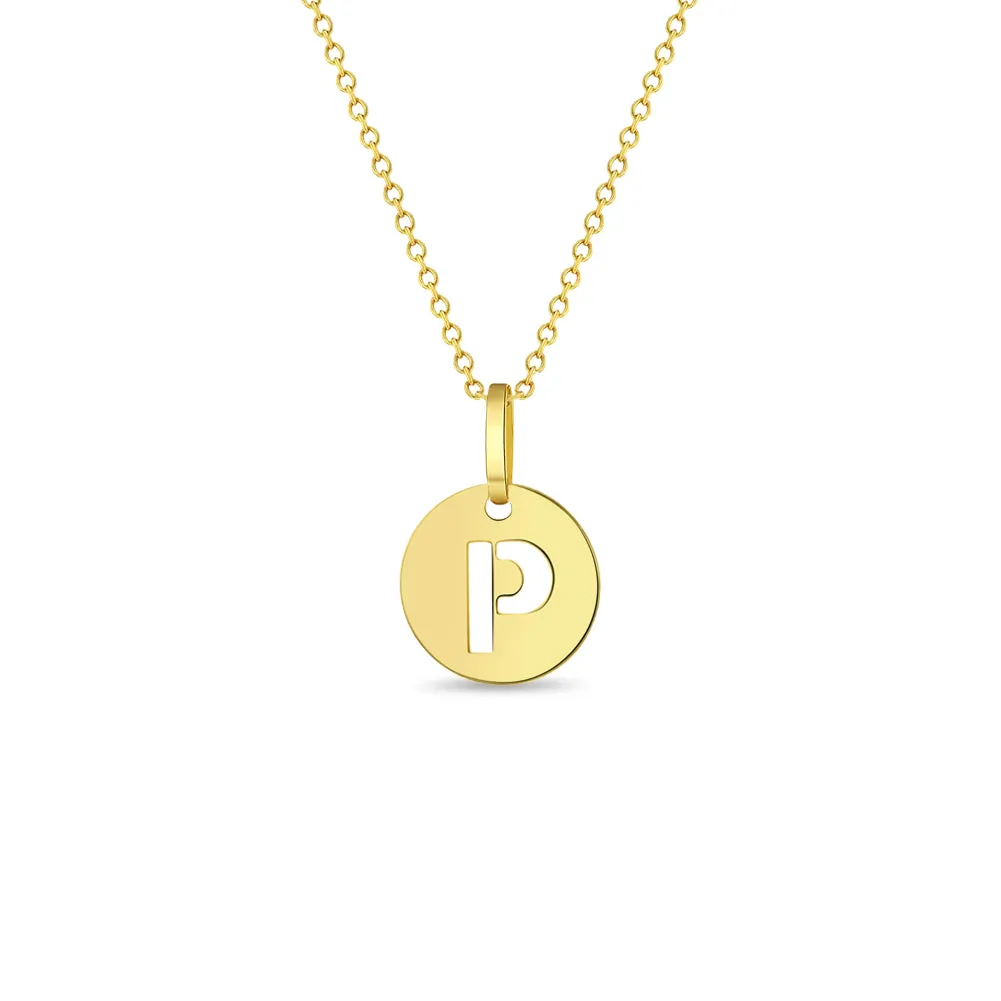 14k Gold Coin Initial Women's Pendant/Necklace