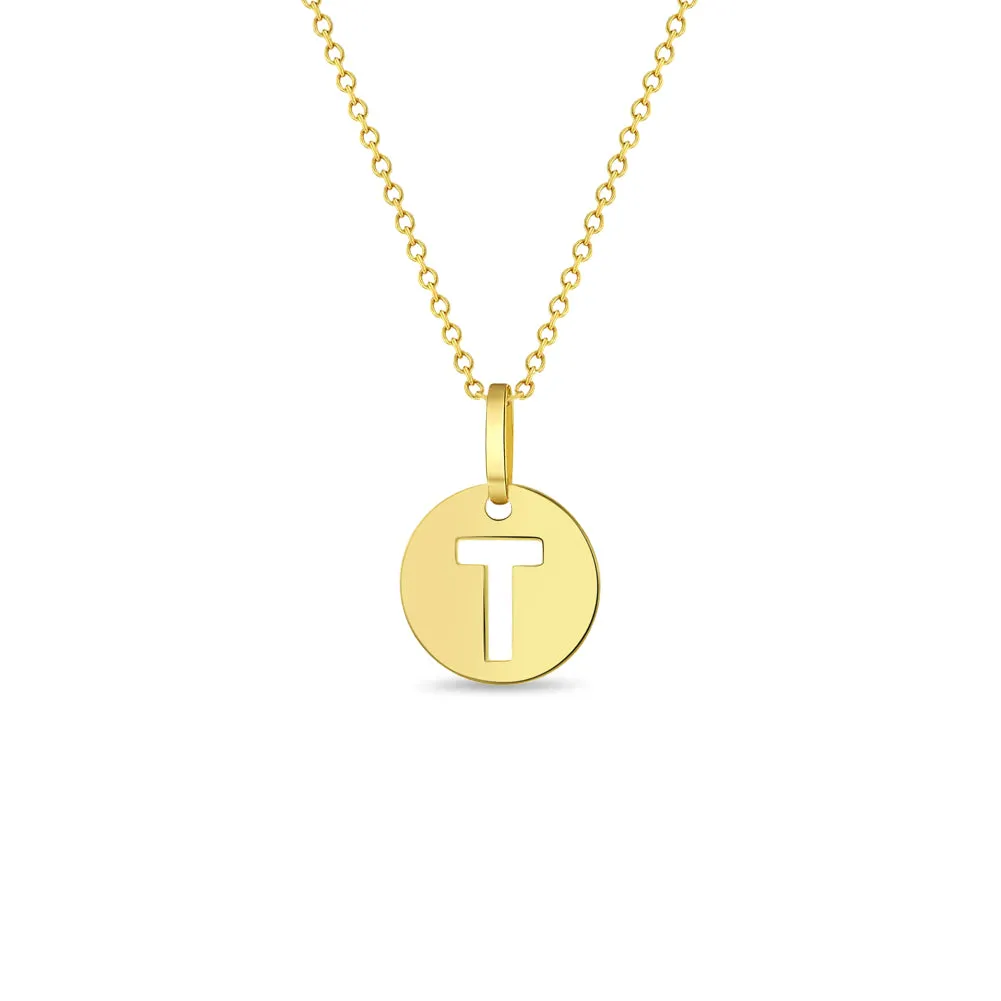 14k Gold Coin Initial Women's Pendant/Necklace