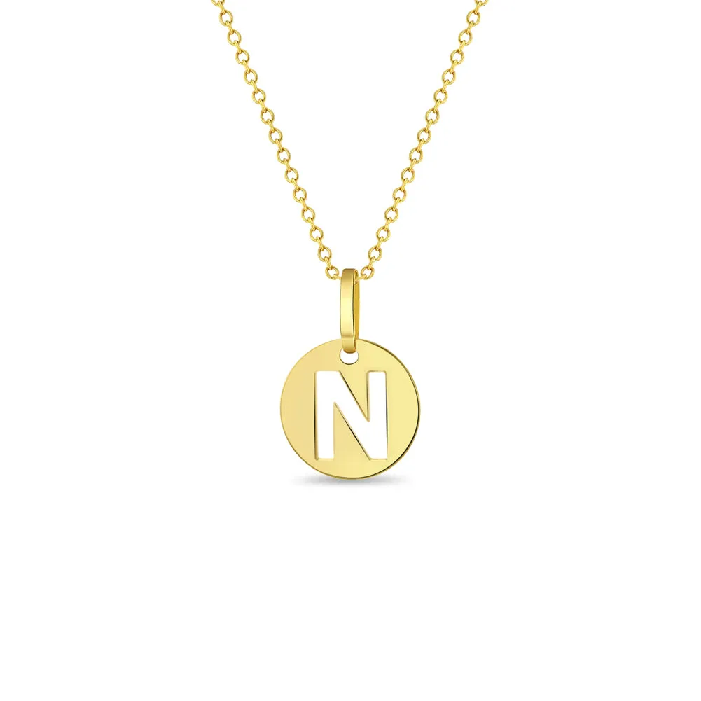 14k Gold Coin Initial Women's Pendant/Necklace