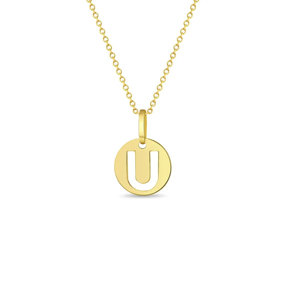 14k Gold Coin Initial Women's Pendant/Necklace