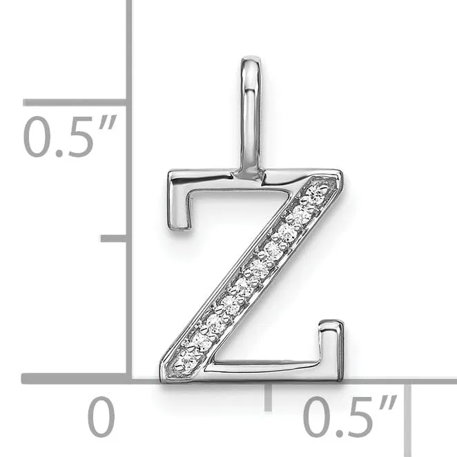 14K White Gold Diamond 0.035-CT Lower Case Style Z Initial Charm Pendant