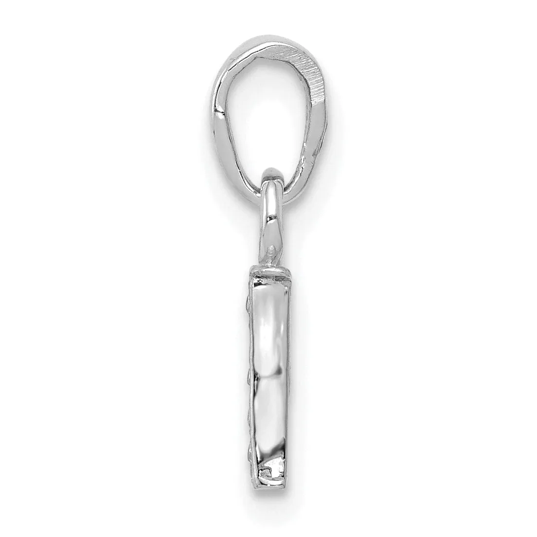 14K White Gold Small 0.01CT Diamond Letter I Initial Block Pendant