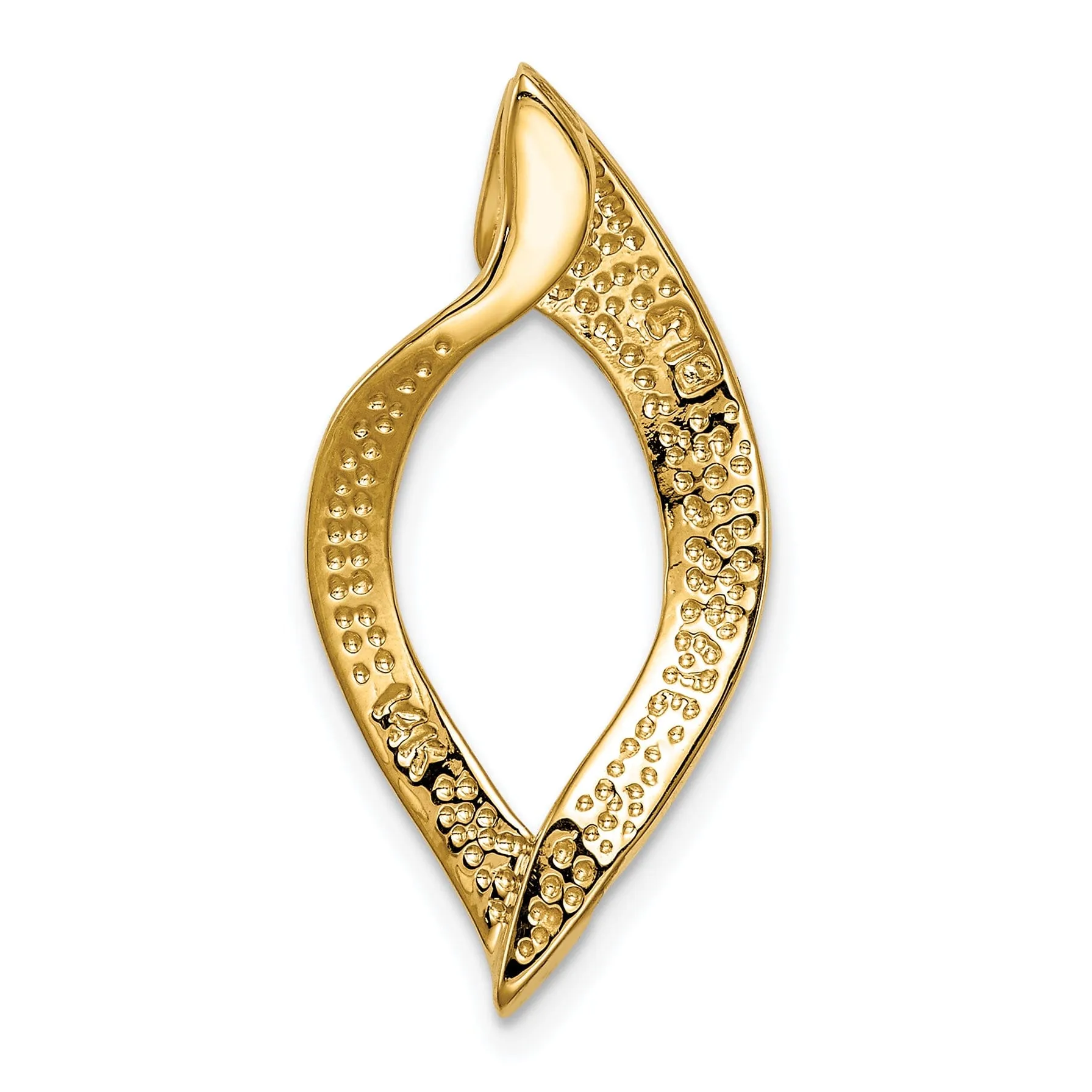 14k Yellow Gold Polished Finish Solid Fancy Reversible Style Omega Slide Pendant fits upto 10 mm Omega