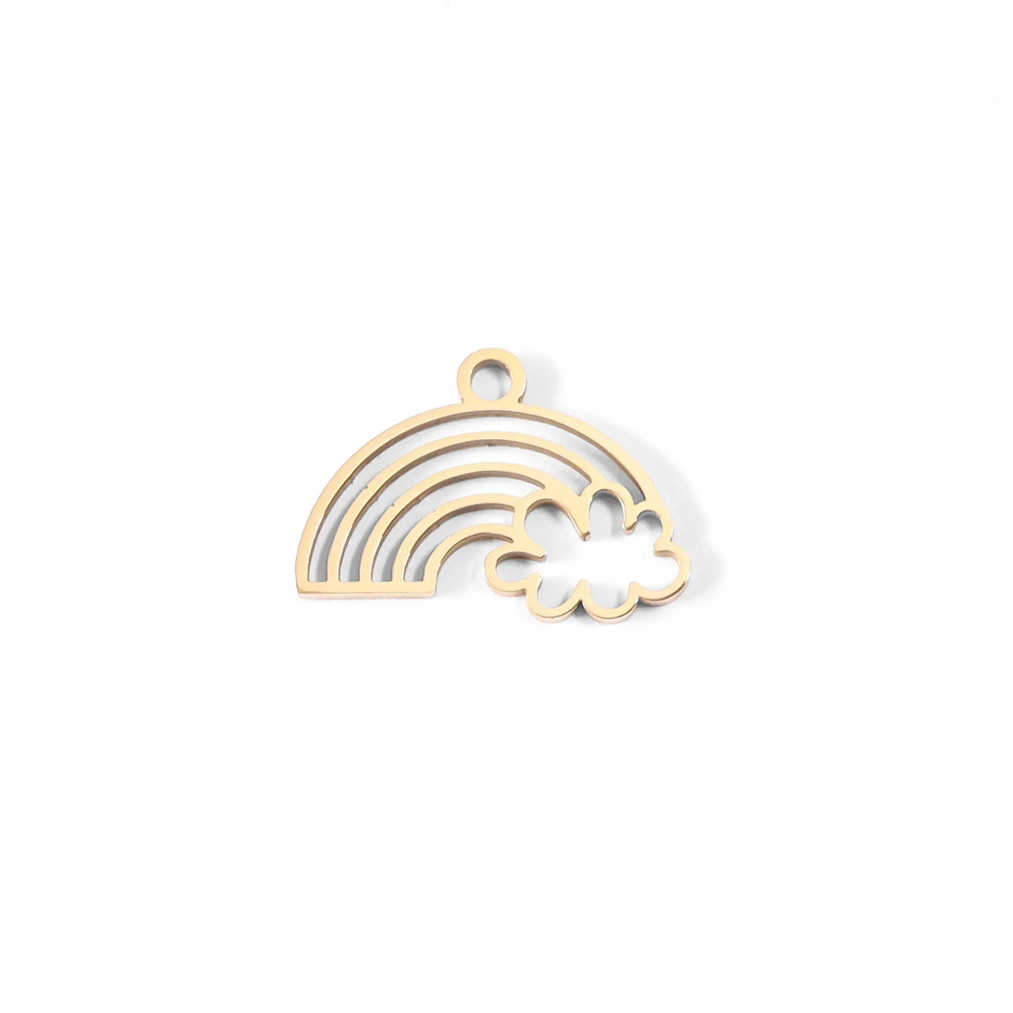 18K Gold PVD Stainless Steel Rainbow And Cloud Charm / PDL0032