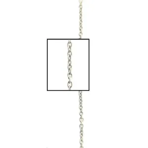 18K Solid White Gold Fine Cable Pendant Chain 13.5 inches