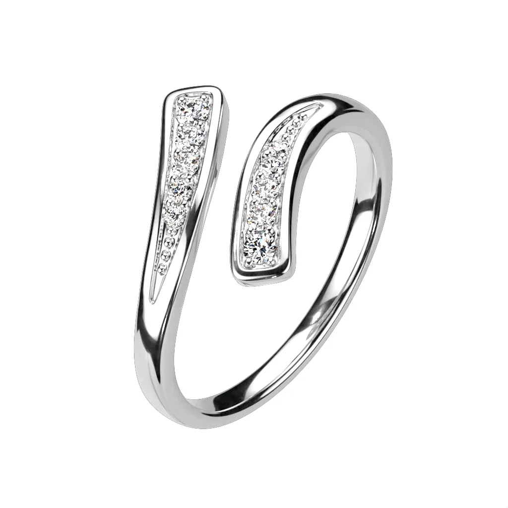 1pc Elegant Overlap Style w/ Paved Gems Design Adjustable Mid Ring / Toe Ring