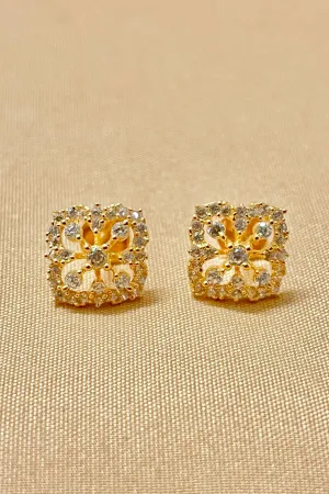 22KT Gold Designer White Diamond Studs (D134)