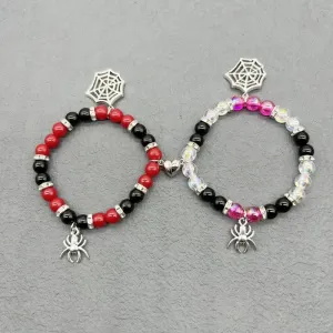 2pcs Halloween Spiders Couple Bracelets Magnetic Matching Bangles Fashionable
