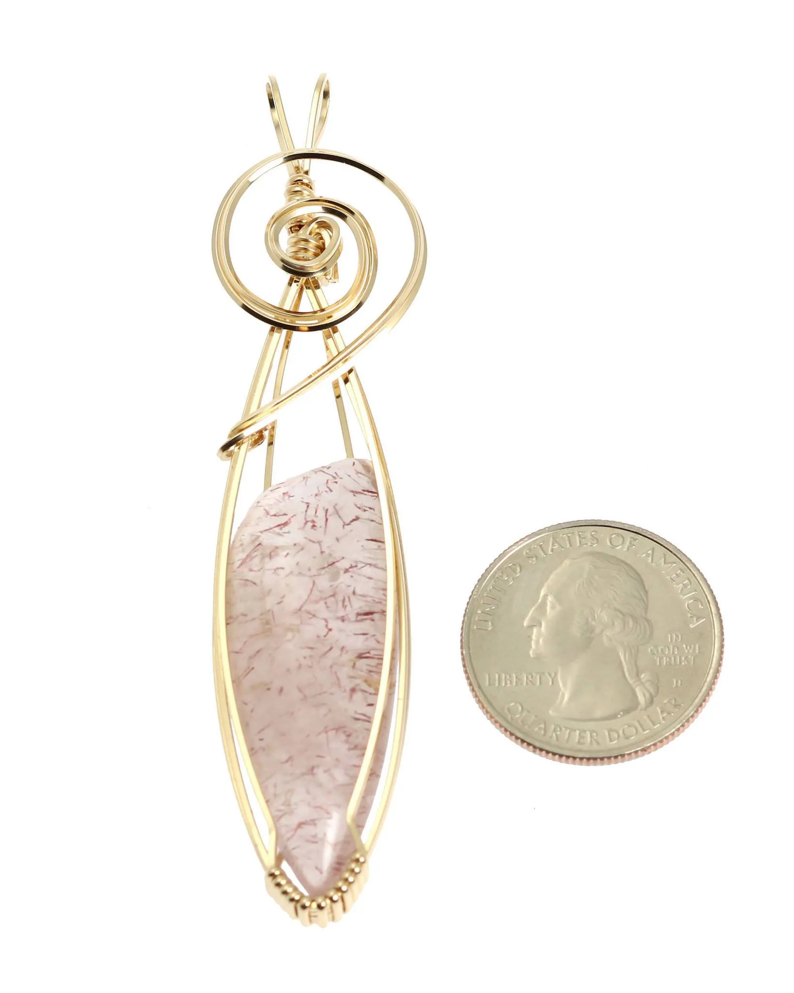 40 CT Lepidochrosite 14K Gold-filled Wire Wrapped Pendant