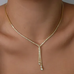 4.51ct Diamond 18K Gold Bow Tie Tennis Necklace