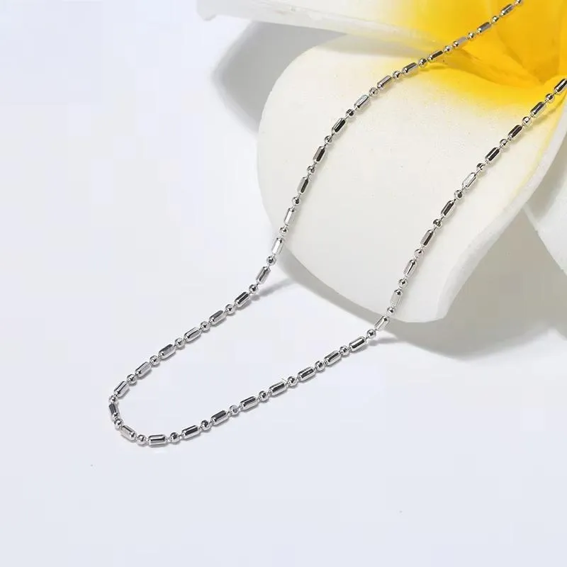 45cm 18'' 925 Sterling Silver 1mm Ball Bead and Bar Chain Necklace