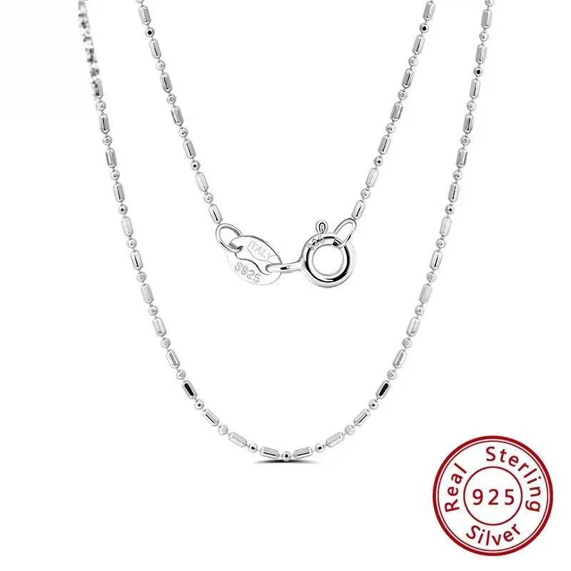 45cm 18'' 925 Sterling Silver 1mm Ball Bead and Bar Chain Necklace
