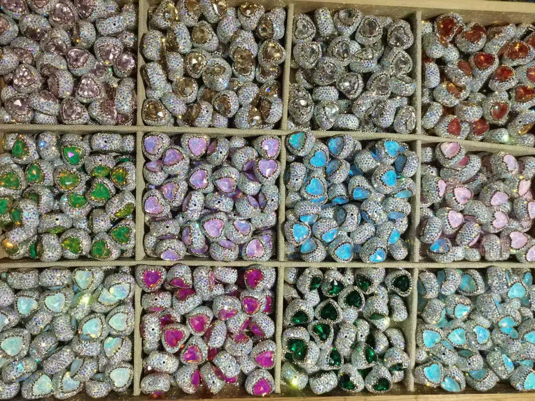5PCs Glitter Heart Shape Beads Multicolor Pendant DIY Jewelry Necklace Bracelets Metal Charms Pendants Jewelry