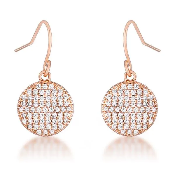 .6 Ct Elegant CZ Rose Gold Plated Disk Earrings