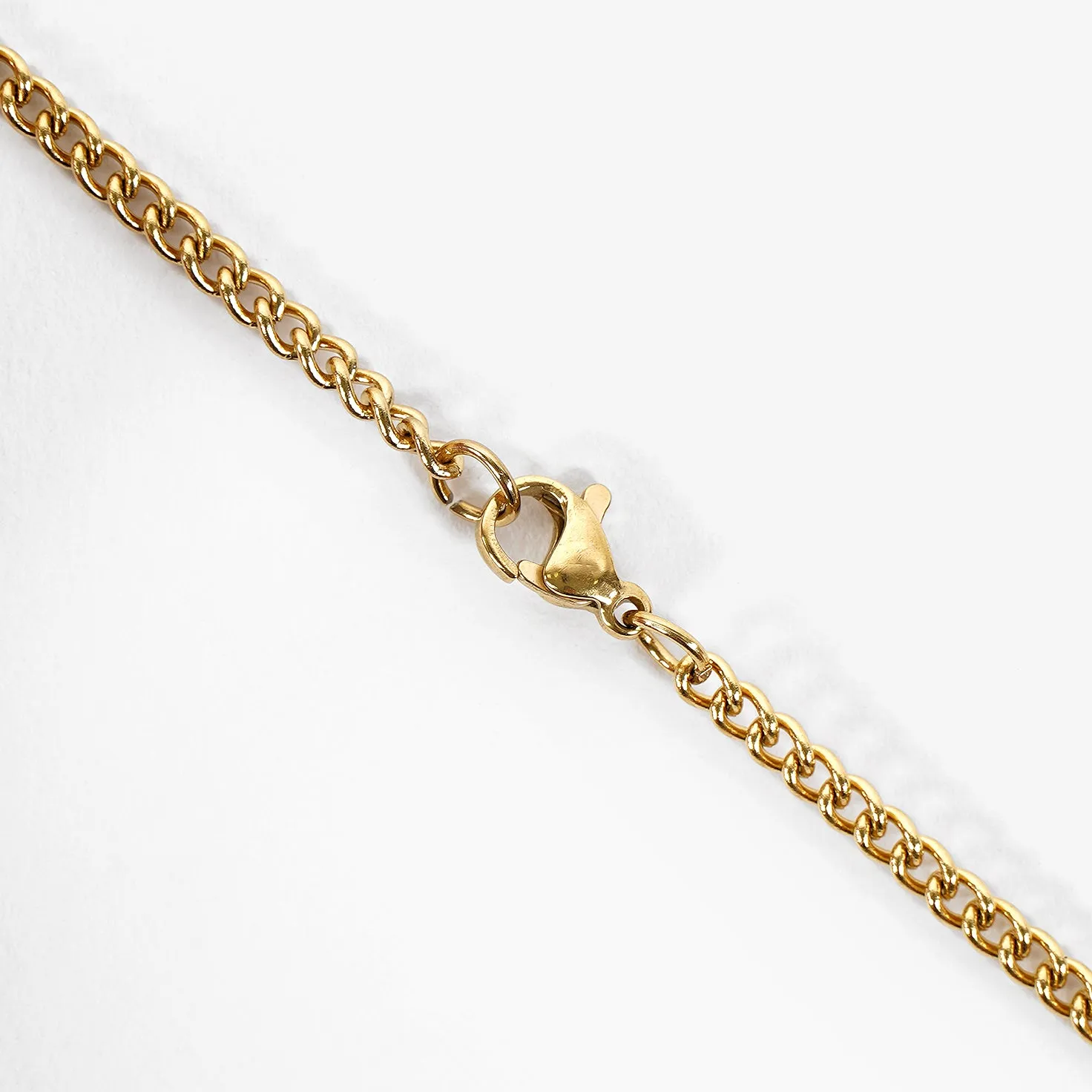 70 Number Pendant with Chain Necklace - Gold Plated Stainless Steel