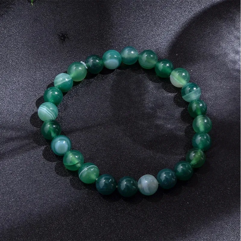 8mm Green Striped Agate Japamala Knotted Necklace 108 Mala Beaded Meditation Yoga Blessing Jewelry Set