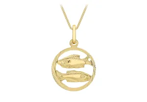9ct Yellow Gold Pisces Zodiac Pendant