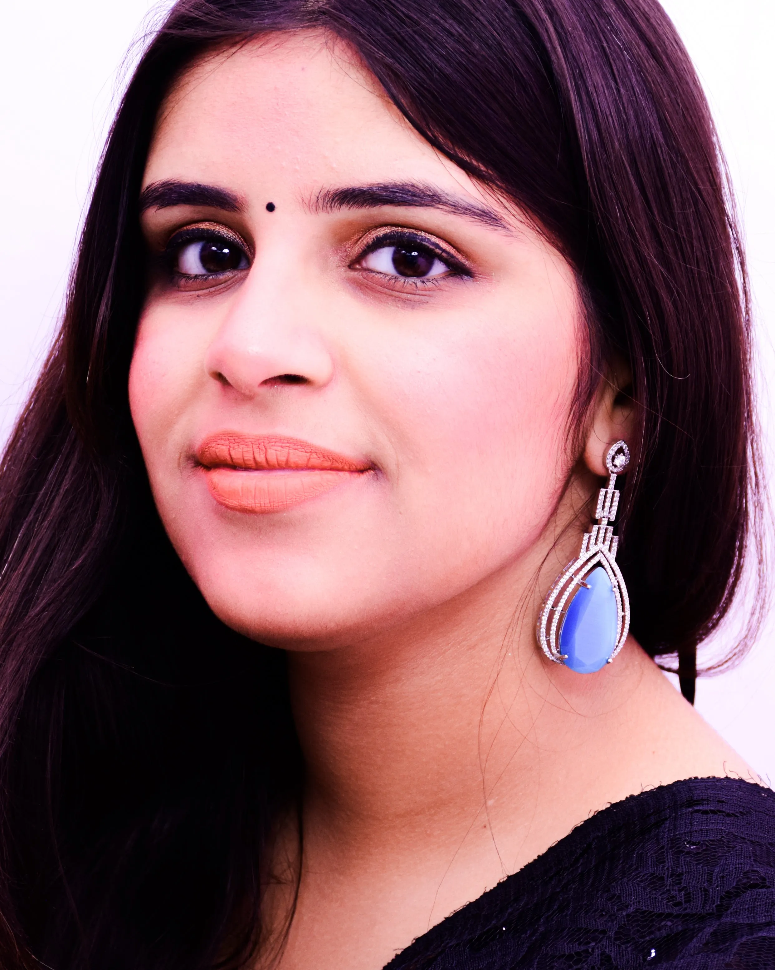 American Diamond Designer Earrings With Color Stone For Women