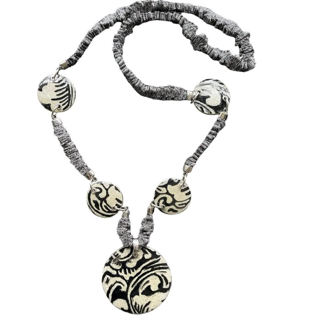 Antonella Piacenti Black Lava Necklace Pendant 925 Silver