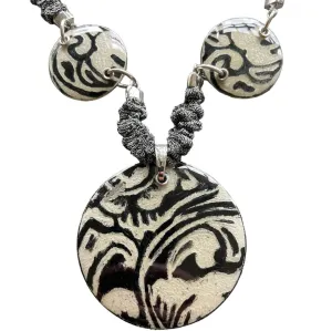Antonella Piacenti Black Lava Necklace Pendant 925 Silver