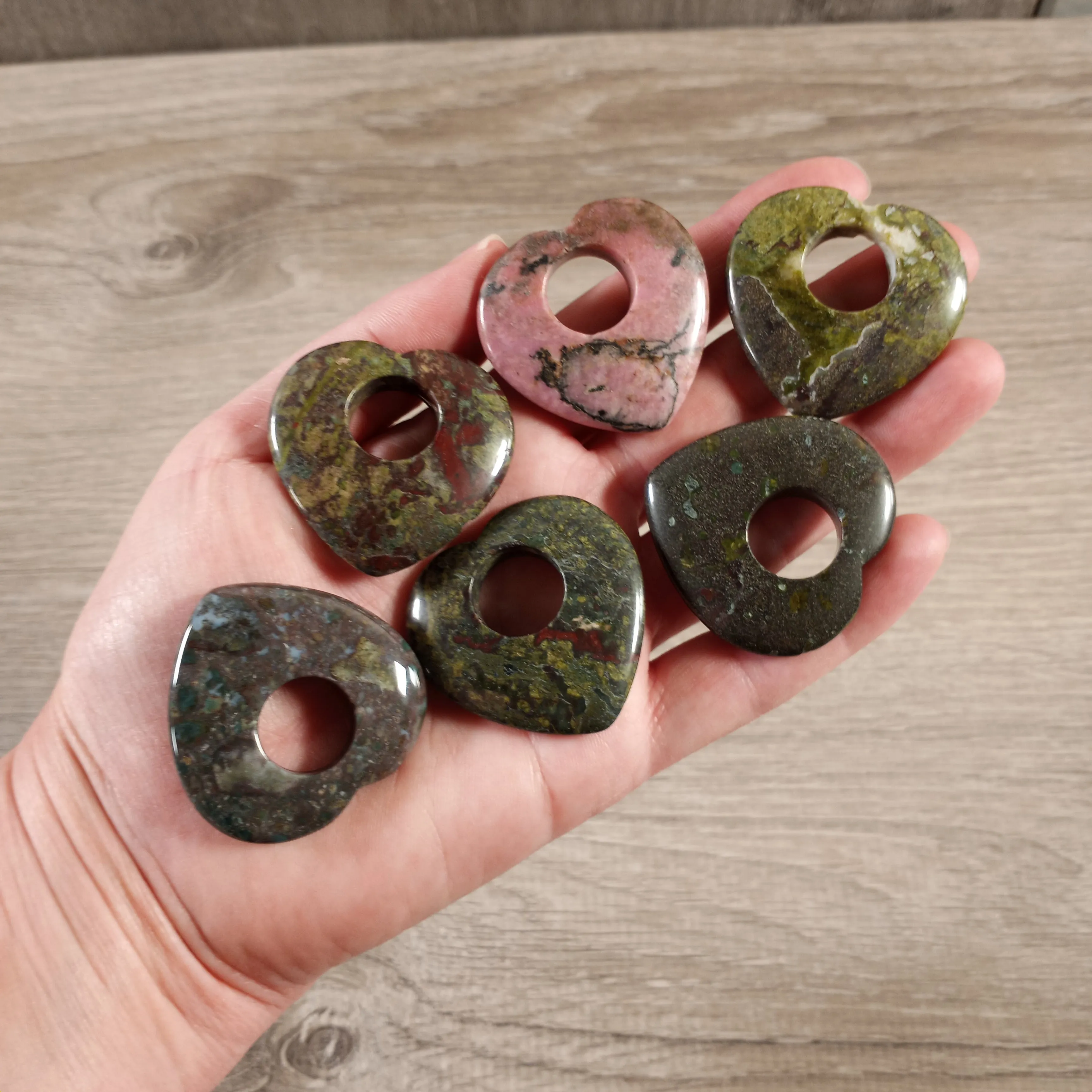 Assorted Gemstone Donut Beads Heart Shape