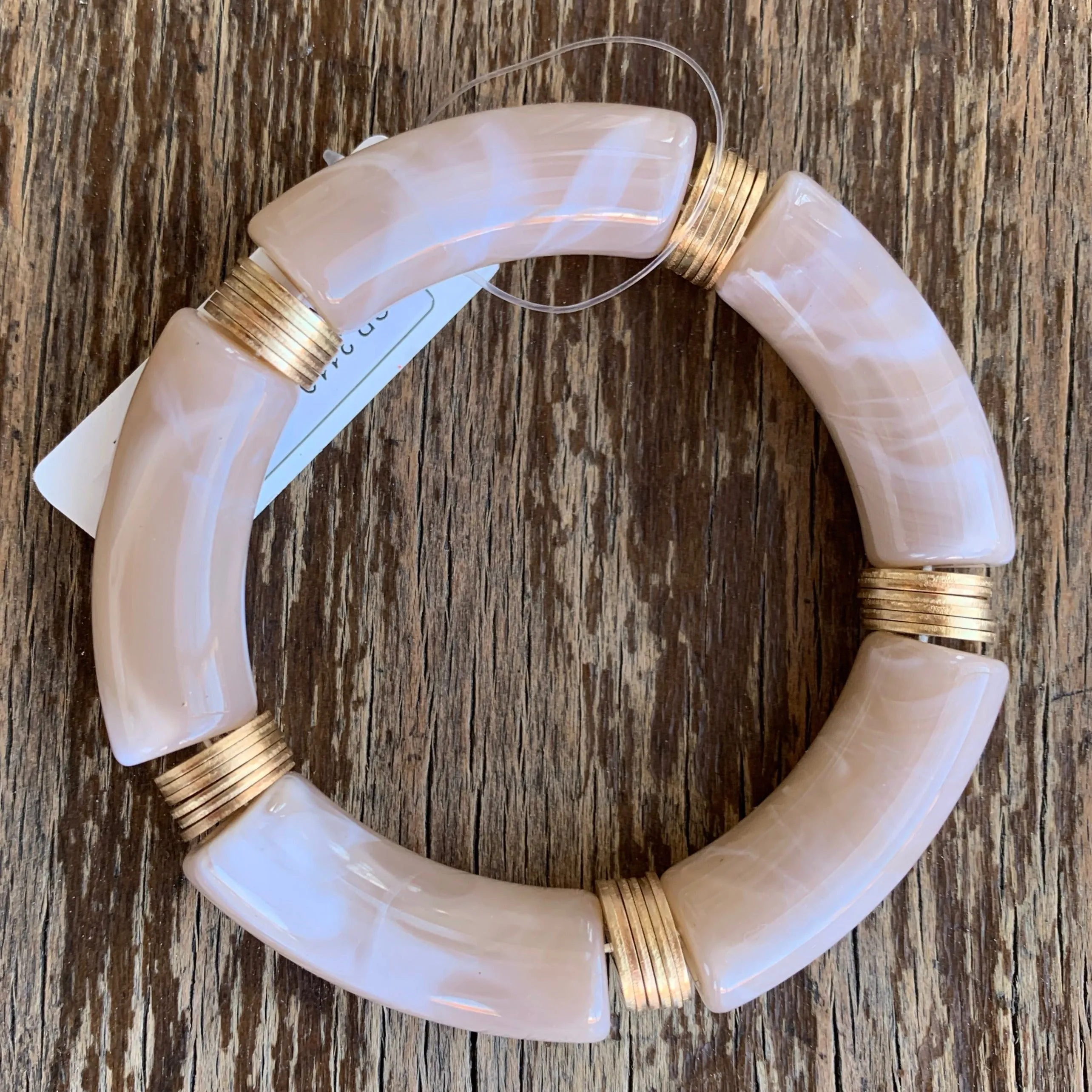 Bamboo Tube Stretch Bracelet w/ Gold Accents