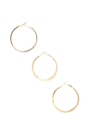 Bella Thick Hoop Earrings Set - Gold