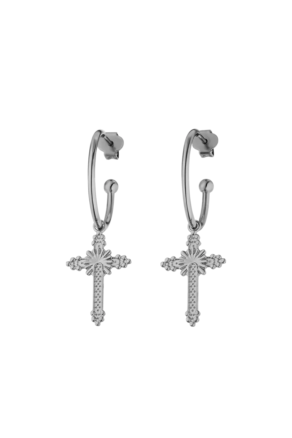 Big Cross Hoops Silver
