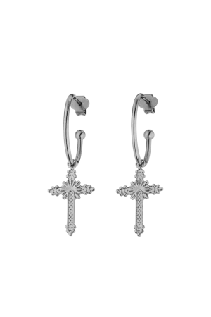 Big Cross Hoops Silver