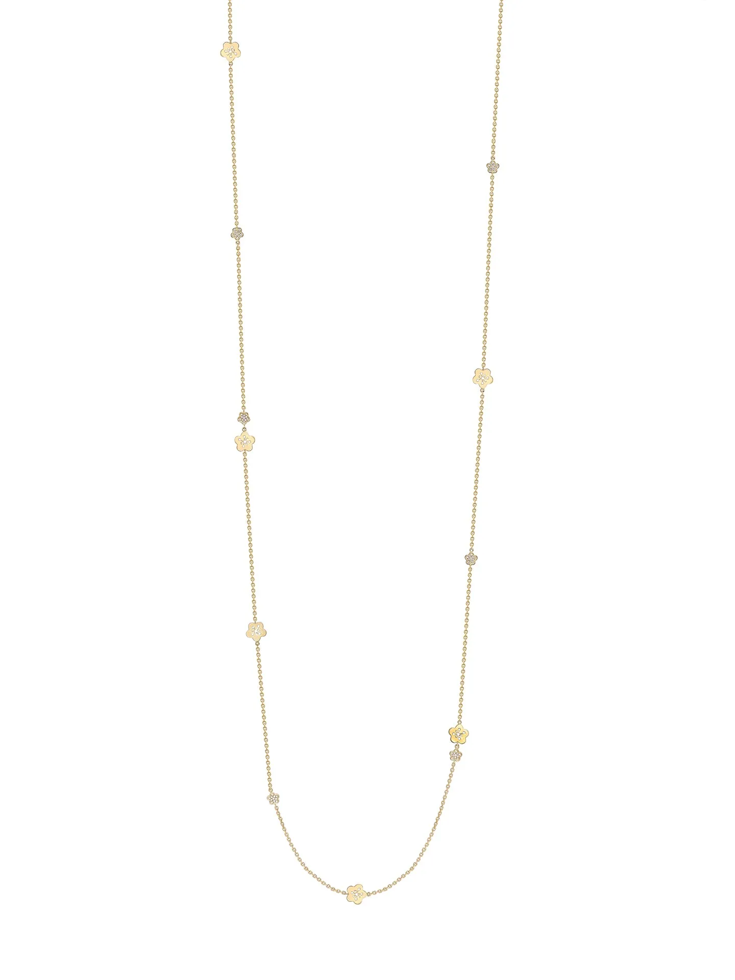 Blossom Long Yellow Gold Charm Necklace