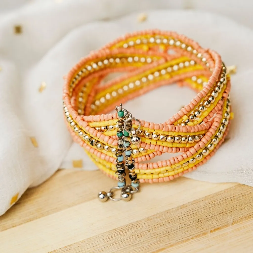 Blue Orange Golden Pearl Thick Open Cuff Ethnic Boho Gypsy Bridal Kada Bangle
