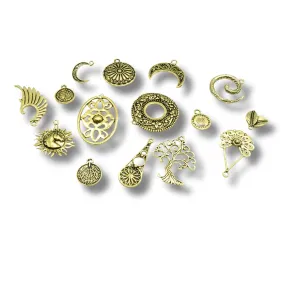 Charm Collection in Antique Gold & Silver- Sellers Lot- Sold By Randomly Picked Packs of 15