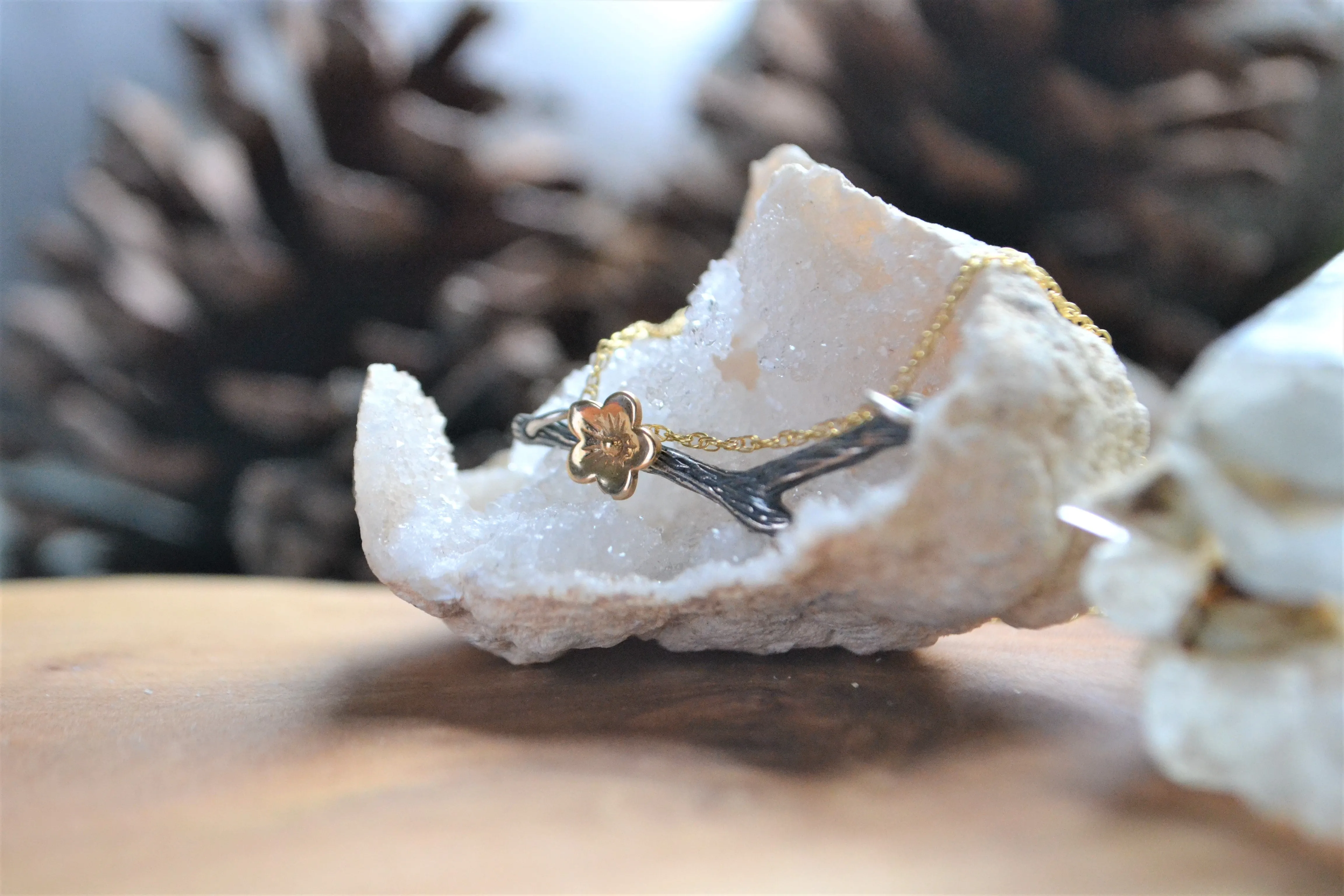 Cherry blossom branch necklace