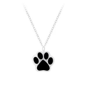 Children's Sterling Silver 'Black Paw' Pendant Necklace