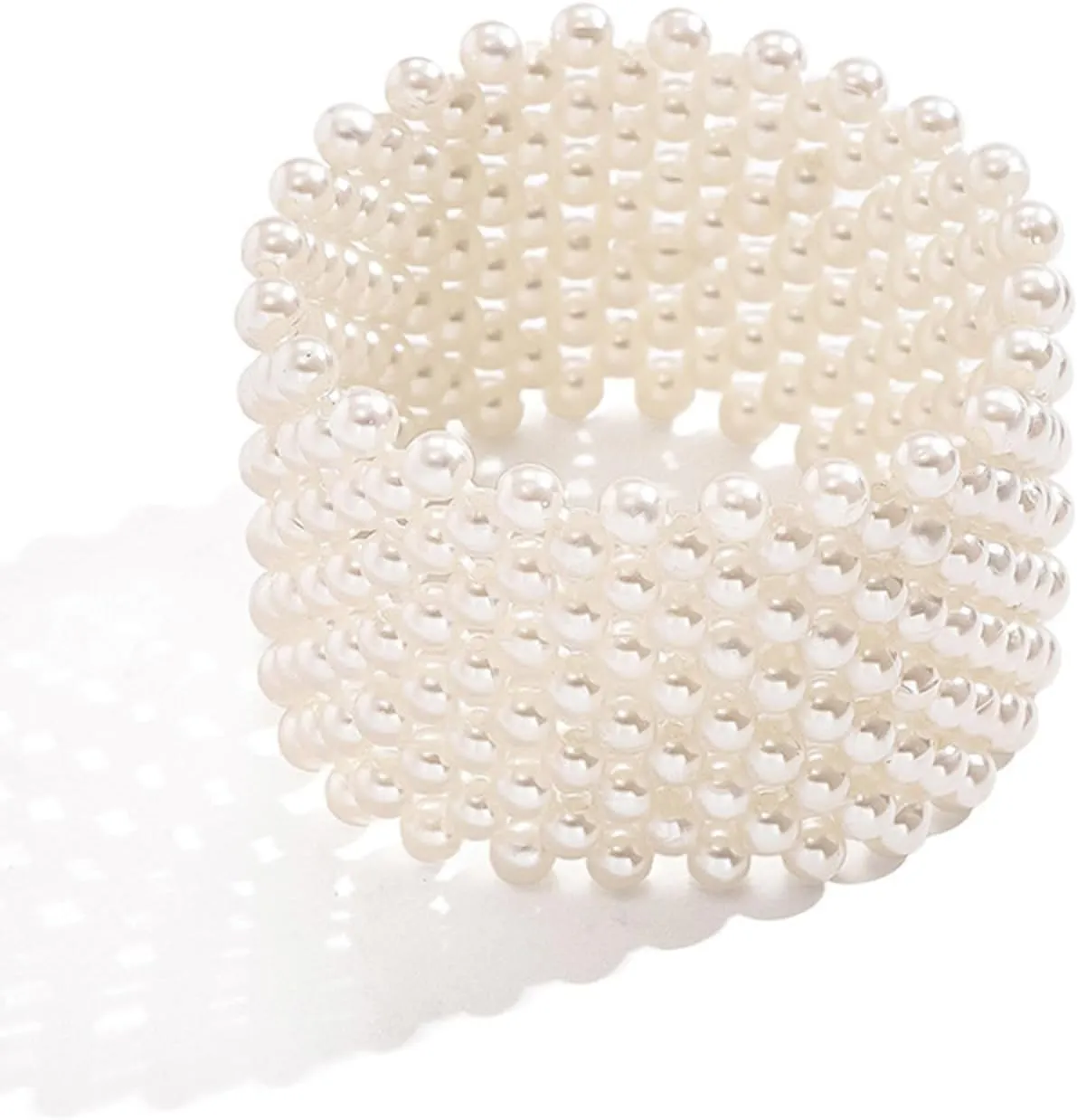 Chunky Pearl Bracelets for Women Pearl Beaded Stretch Strand Stackable Bracelets Vintage Bracelet Wedding Party Jewelry