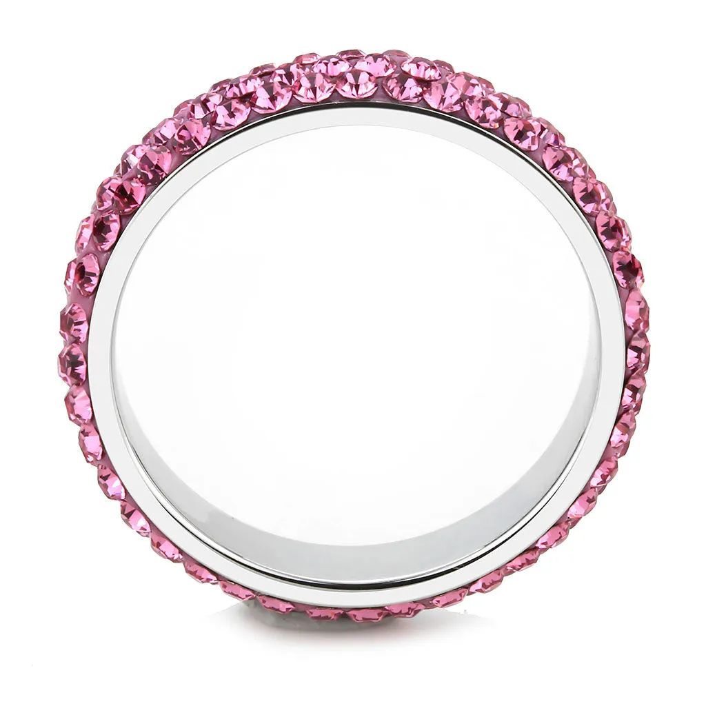 CJ3542 Wholesale Women's Stainless Steel Top Grade Crystal Rose Infinite Sparkle Ring