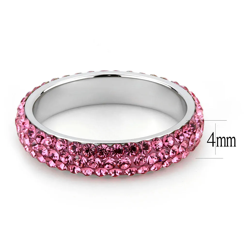 CJ3542 Wholesale Women's Stainless Steel Top Grade Crystal Rose Infinite Sparkle Ring
