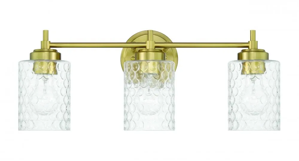 Claire 3 Light Vanity in Satin Brass