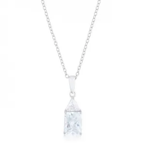 Classic Cubic Zirconia Sterling Silver Drop Necklace (pack of 1 ea)